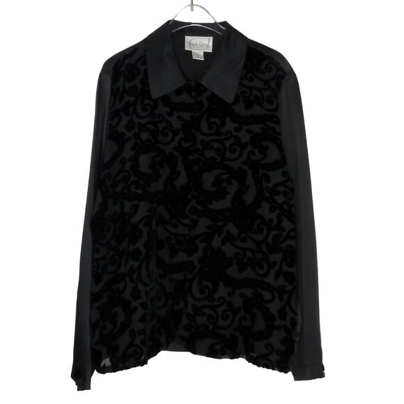 Vintage Diane von Furstenberg Black Baroque Sheer Silk Button Up Blouse Small - Picture 5 of 7